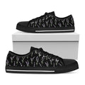 Lavender Flowers Pattern Print Black Low Top Sneakers