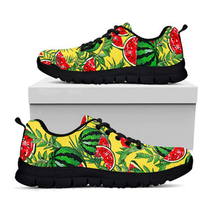 Leaf Watermelon Pieces Pattern Print Black Running Shoes