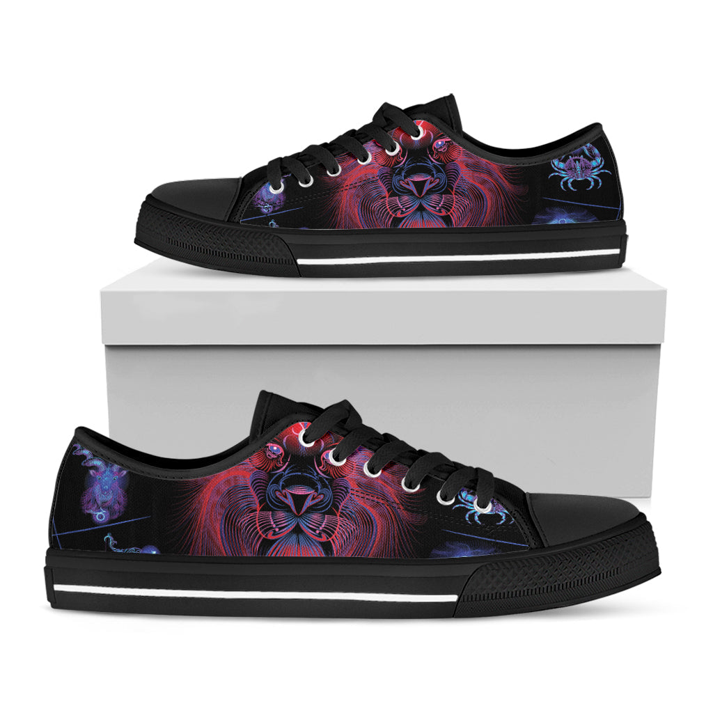 Leo And Astrological Signs Print Black Low Top Sneakers