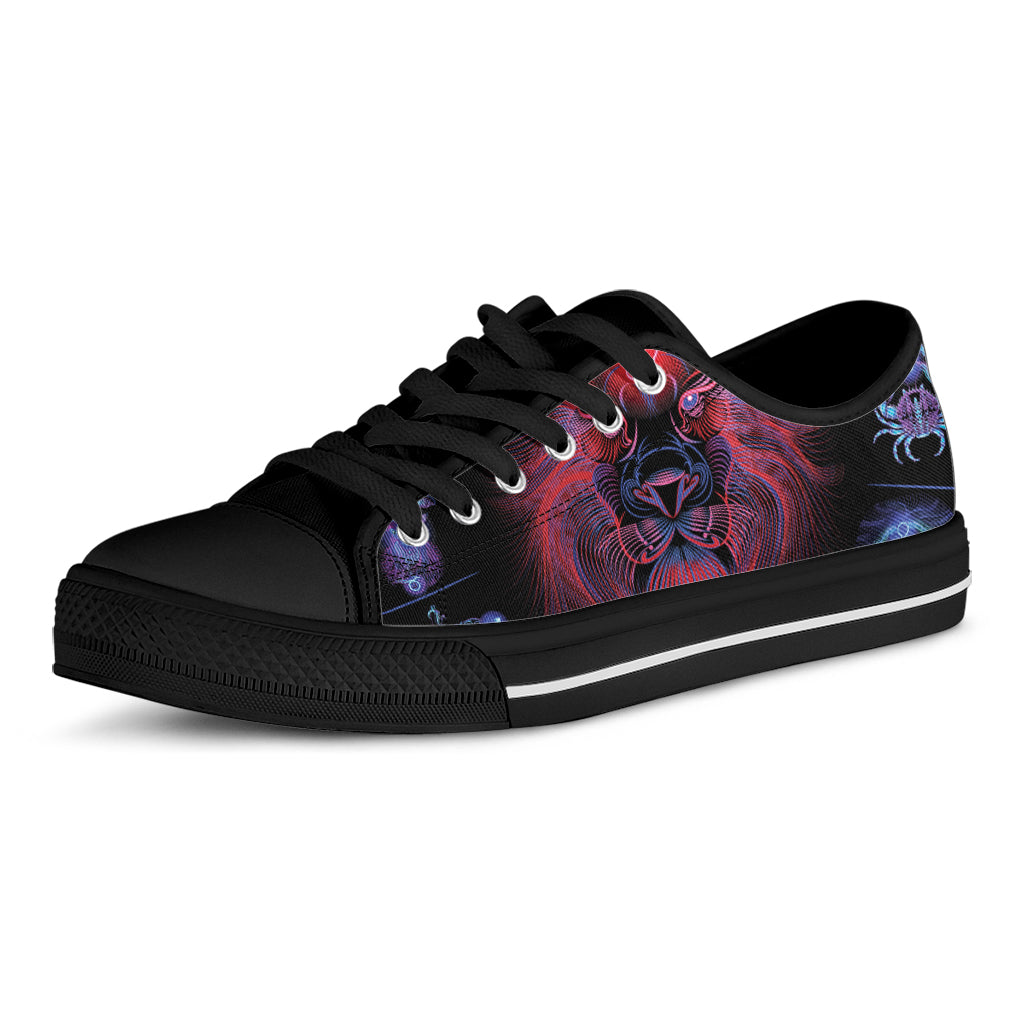 Leo And Astrological Signs Print Black Low Top Sneakers