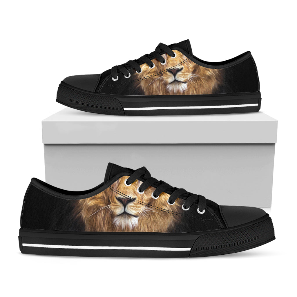 Leo Portrait Print Black Low Top Sneakers