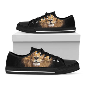 Leo Portrait Print Black Low Top Sneakers