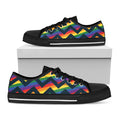 LGBT Pride Rainbow Chevron Pattern Print Black Low Top Sneakers