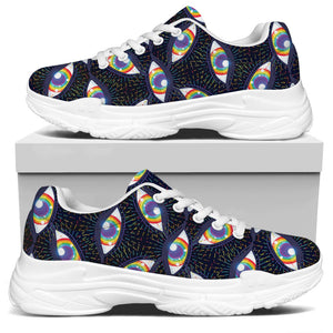 LGBT Pride Rainbow Eyes Pattern Print White Chunky Shoes