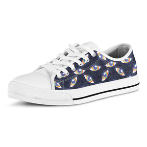LGBT Pride Rainbow Eyes Pattern Print White Low Top Sneakers