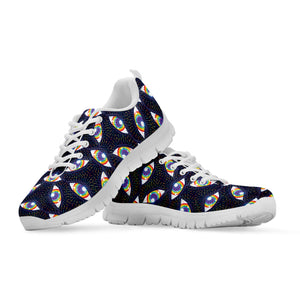 LGBT Pride Rainbow Eyes Pattern Print White Running Shoes