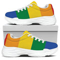 LGBT Pride Rainbow Flag Print White Chunky Shoes