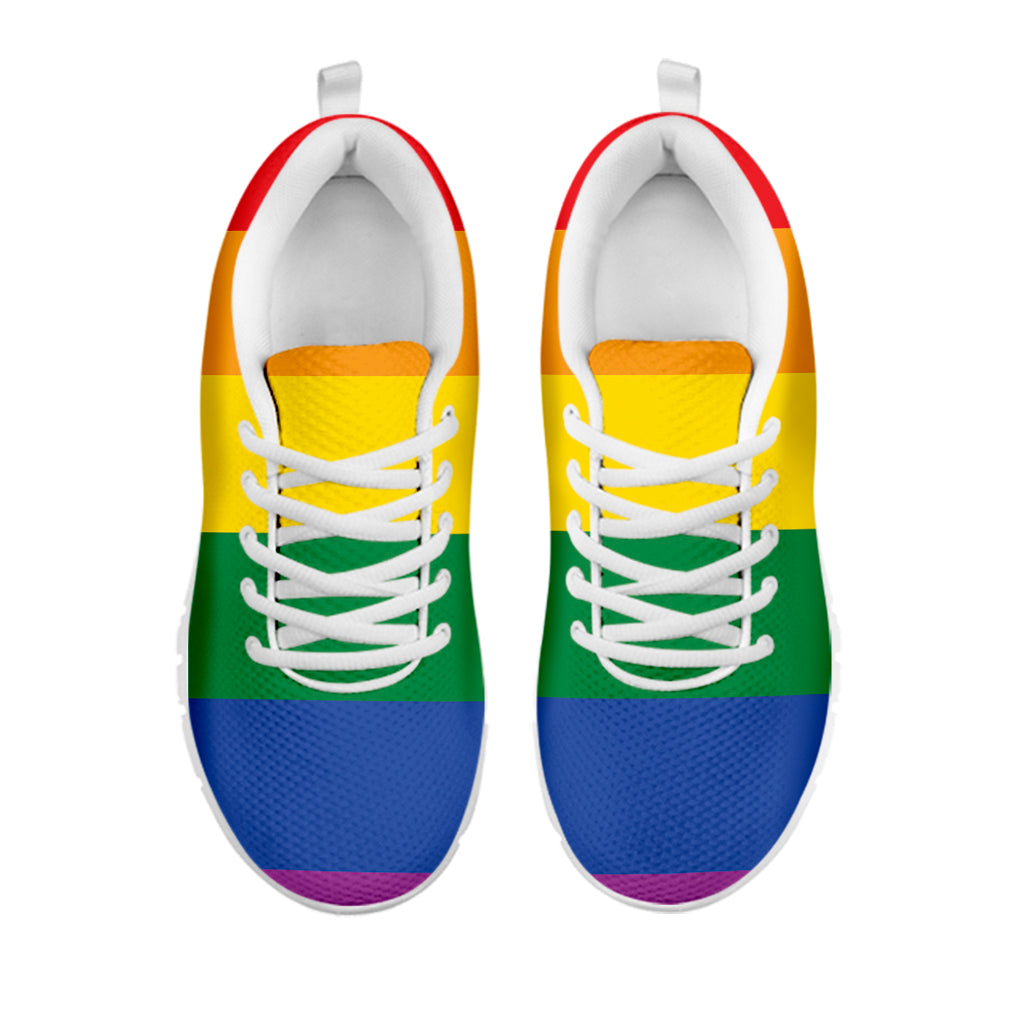 LGBT Pride Rainbow Flag Print White Running Shoes