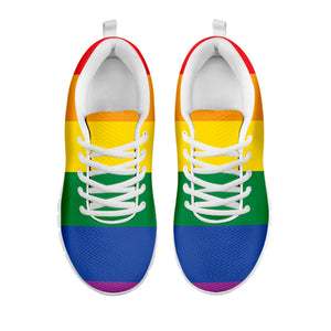 LGBT Pride Rainbow Flag Print White Running Shoes