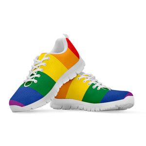 LGBT Pride Rainbow Flag Print White Running Shoes