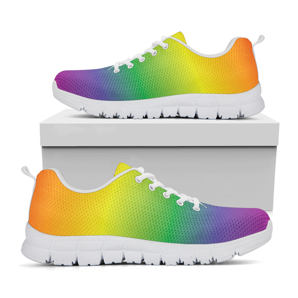 LGBT Pride Rainbow Gradient Print White Running Shoes