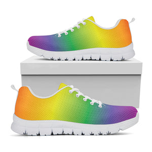 LGBT Pride Rainbow Gradient Print White Running Shoes