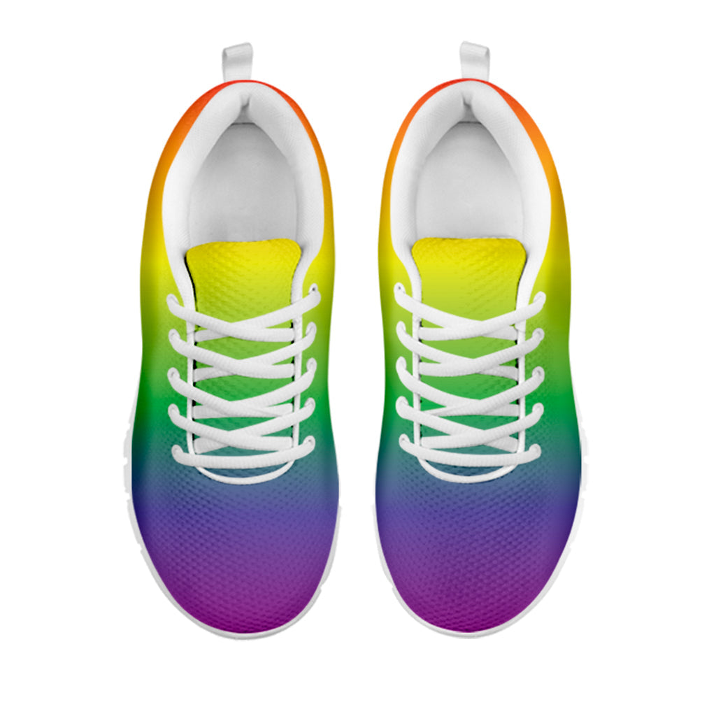 LGBT Pride Rainbow Gradient Print White Running Shoes