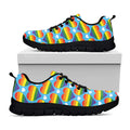 LGBT Pride Rainbow Heart Pattern Print Black Running Shoes