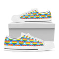 LGBT Pride Rainbow Heart Pattern Print White Low Top Sneakers
