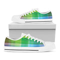LGBT Pride Rainbow Plaid Pattern Print White Low Top Sneakers