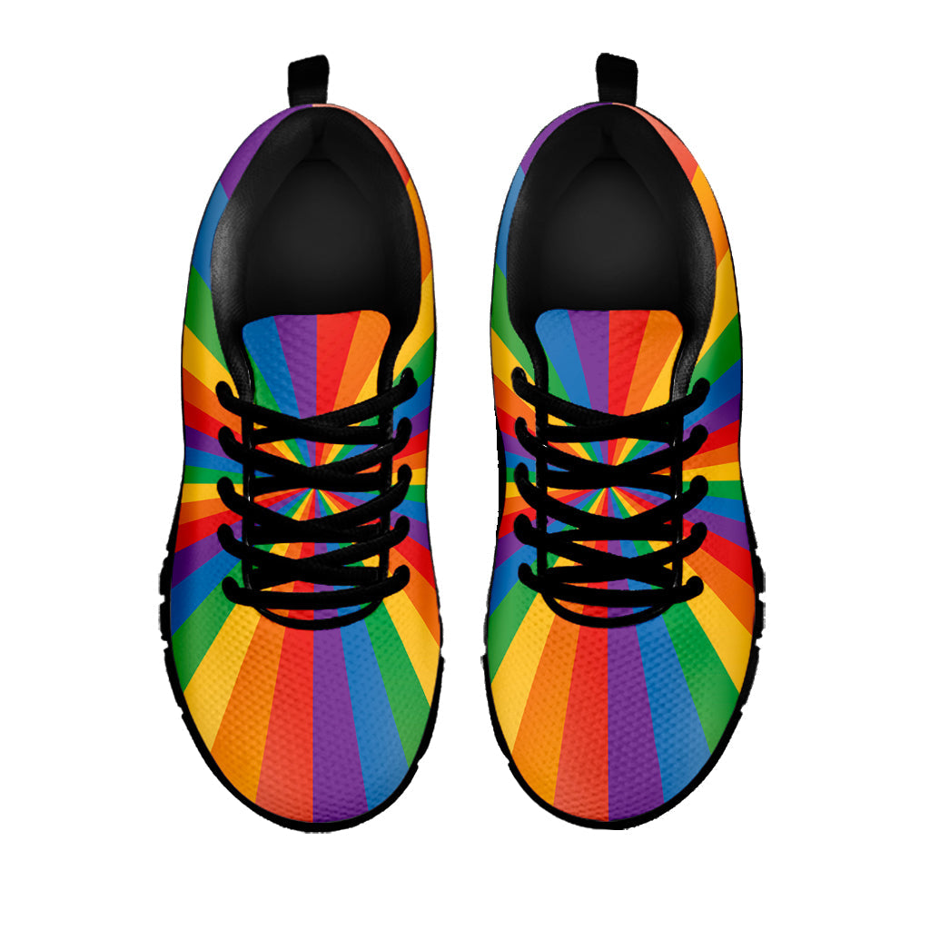 LGBT Pride Rainbow Rays Print Black Running Shoes