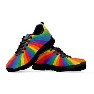LGBT Pride Rainbow Rays Print Black Running Shoes