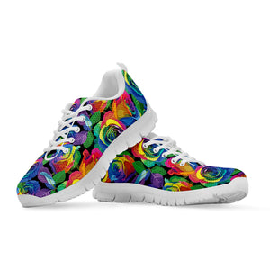 LGBT Pride Rainbow Roses Pattern Print White Running Shoes