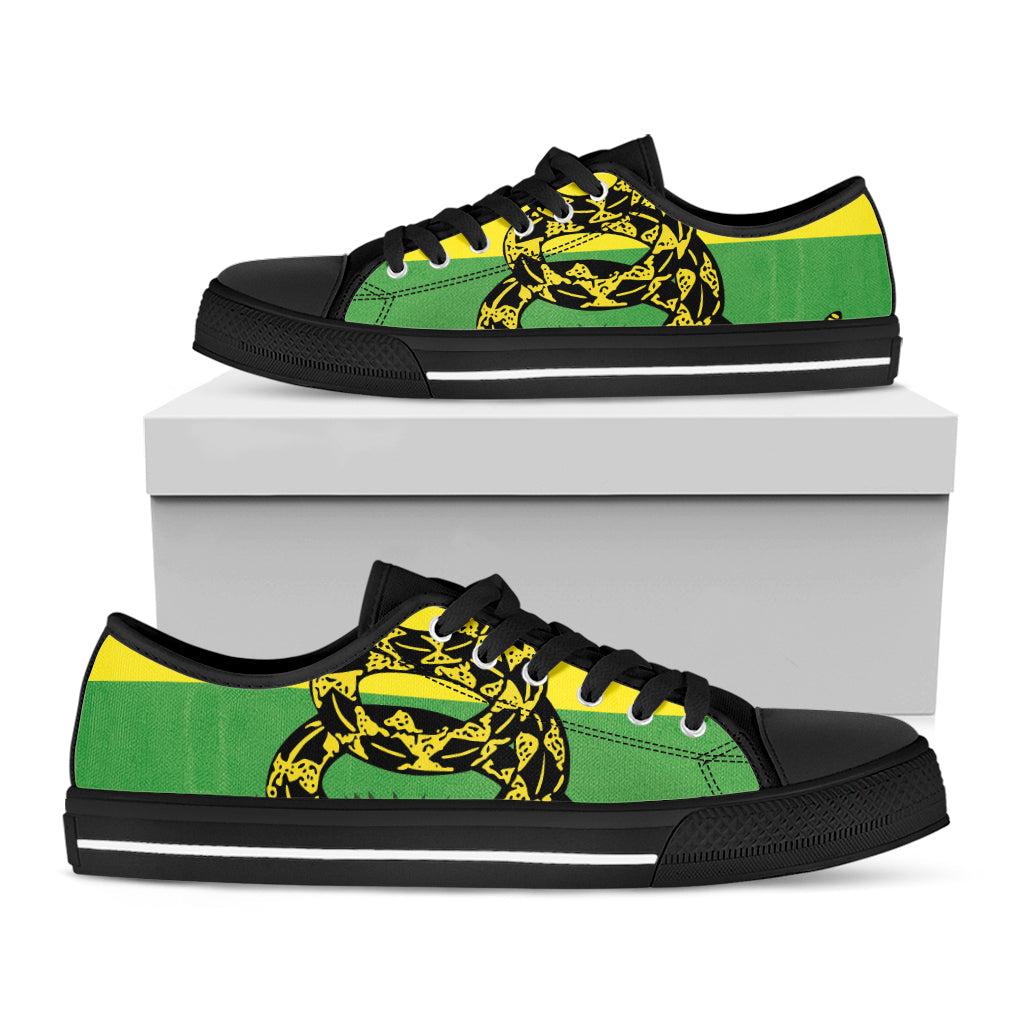 LGBT Rainbow Gadsden Flag Print Black Low Top Sneakers