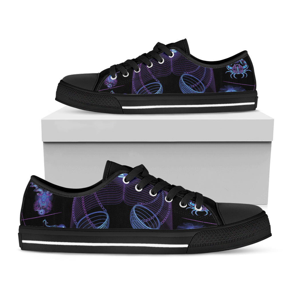 Libra And Astrological Signs Print Black Low Top Sneakers