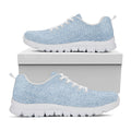 Light Blue Denim Jeans Print White Running Shoes