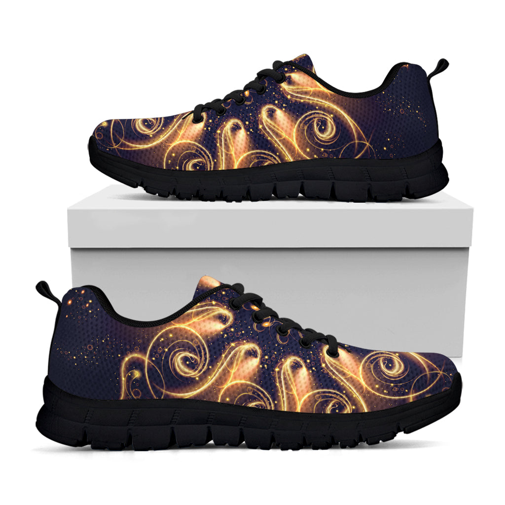 Light Fractal Print Black Running Shoes