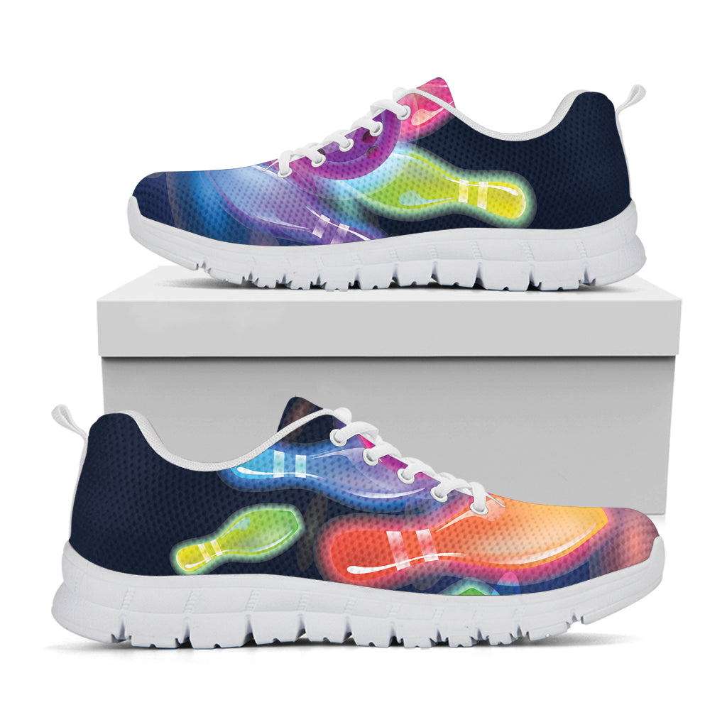Light Up Bowling Pins Print White Running Shoes