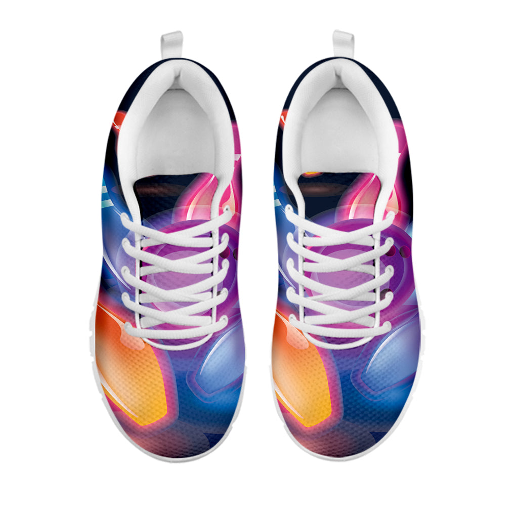Light Up Bowling Pins Print White Running Shoes