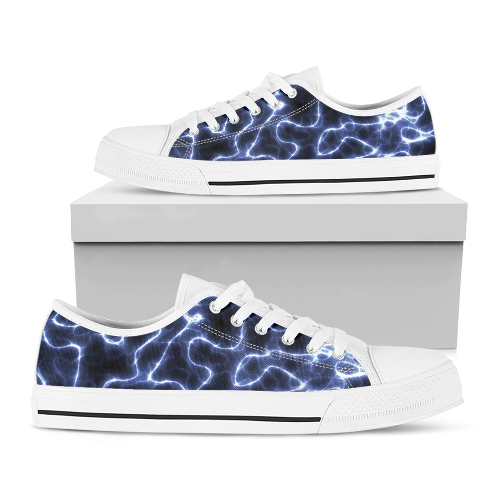 Lightning Chain Print White Low Top Sneakers