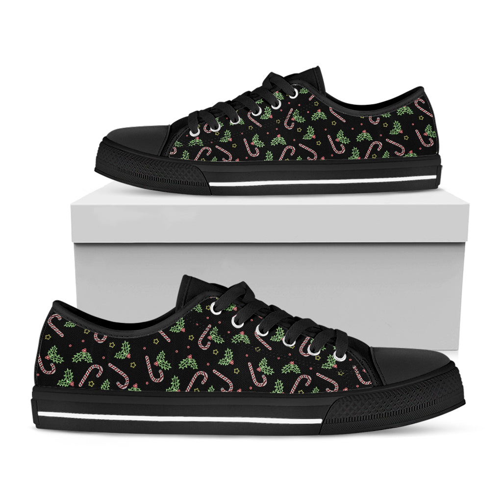 Lights Christmas Pattern Print Black Low Top Sneakers