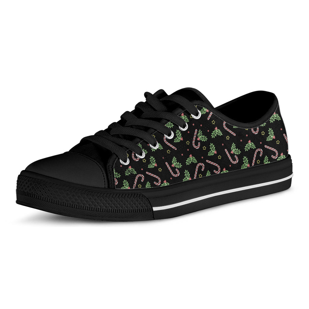 Lights Christmas Pattern Print Black Low Top Sneakers