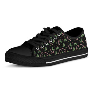 Lights Christmas Pattern Print Black Low Top Sneakers