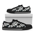 Lily Floral Pattern Print Black Low Top Sneakers
