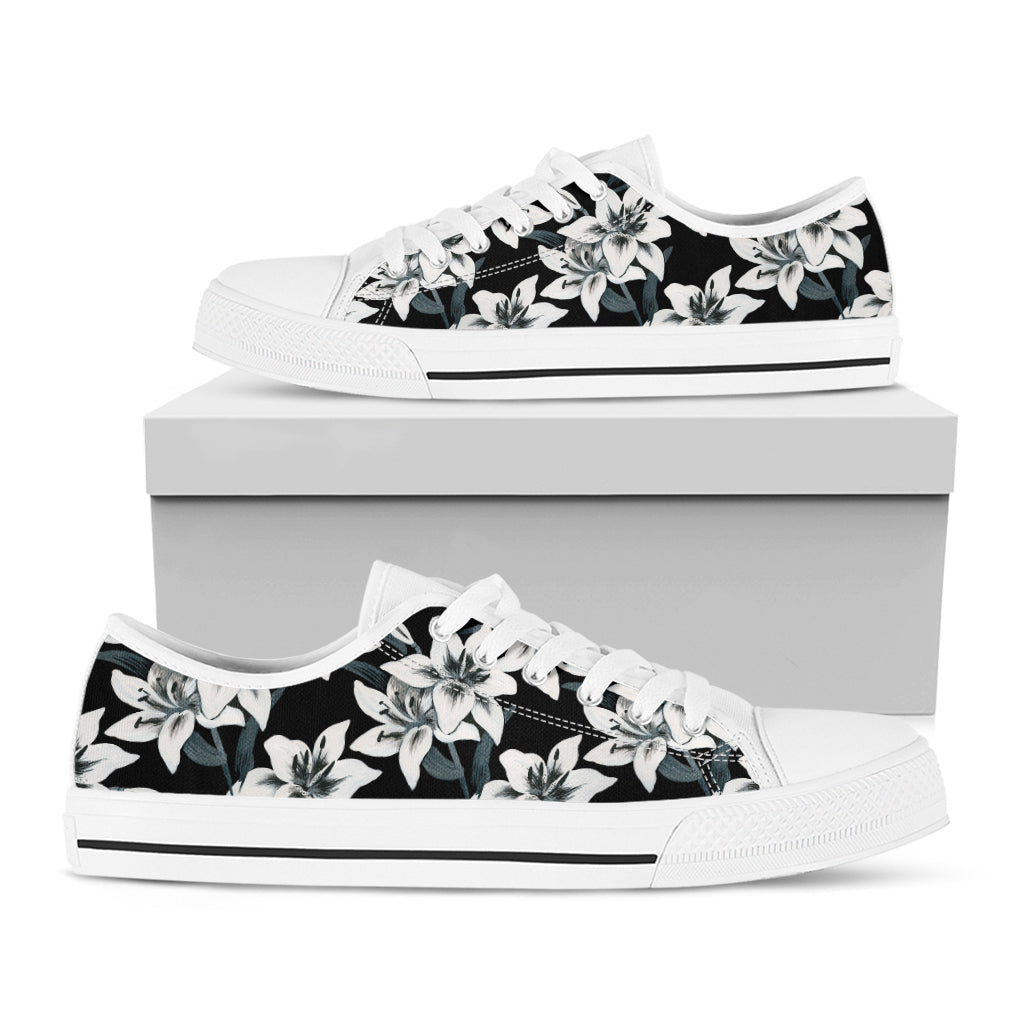Lily Floral Pattern Print White Low Top Sneakers
