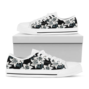 Lily Floral Pattern Print White Low Top Sneakers