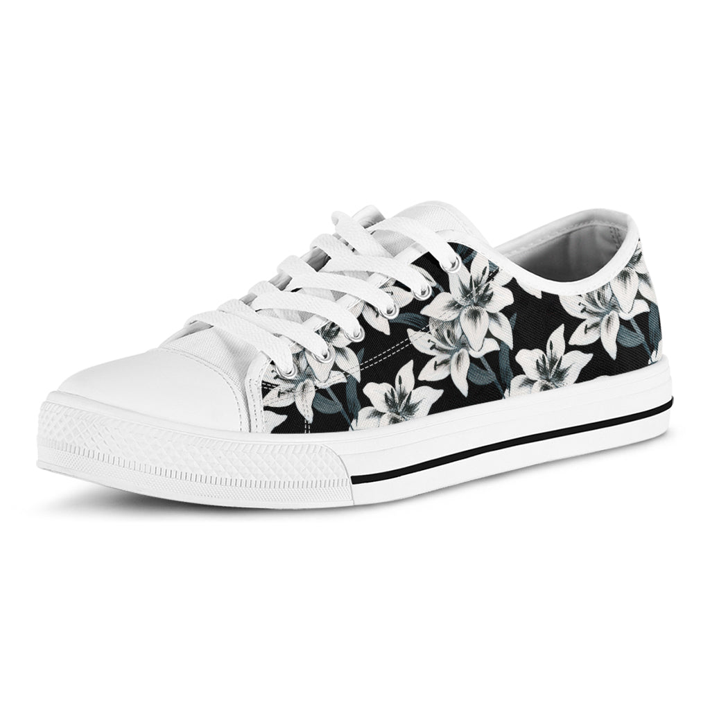 Lily Floral Pattern Print White Low Top Sneakers