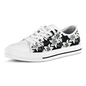 Lily Floral Pattern Print White Low Top Sneakers