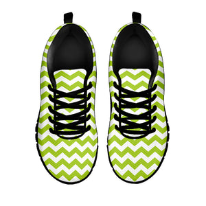 Lime Green And White Chevron Print Black Running Shoes