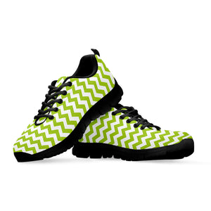 Lime Green And White Chevron Print Black Running Shoes