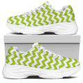 Lime Green And White Chevron Print White Chunky Shoes