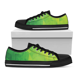 Lime Green Polygonal Geometric Print Black Low Top Sneakers