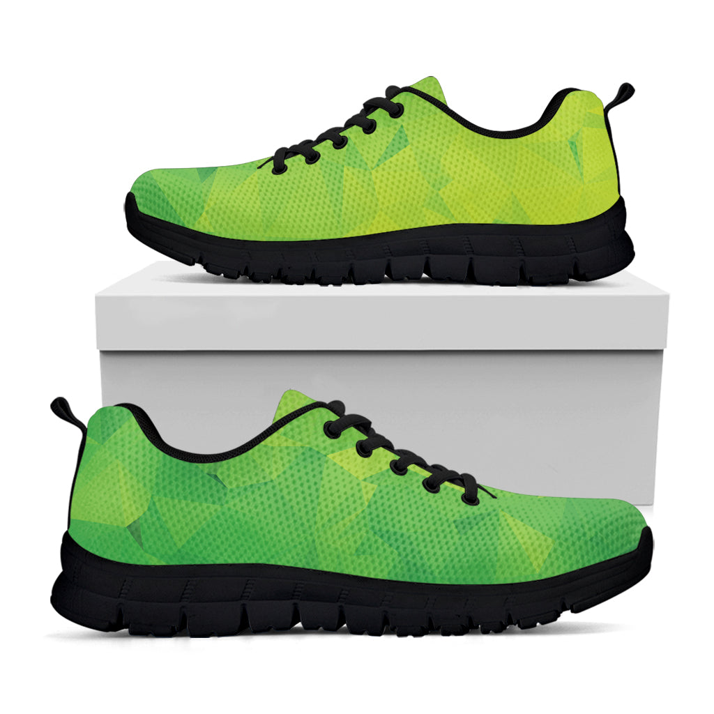 Lime Green Polygonal Geometric Print Black Running Shoes