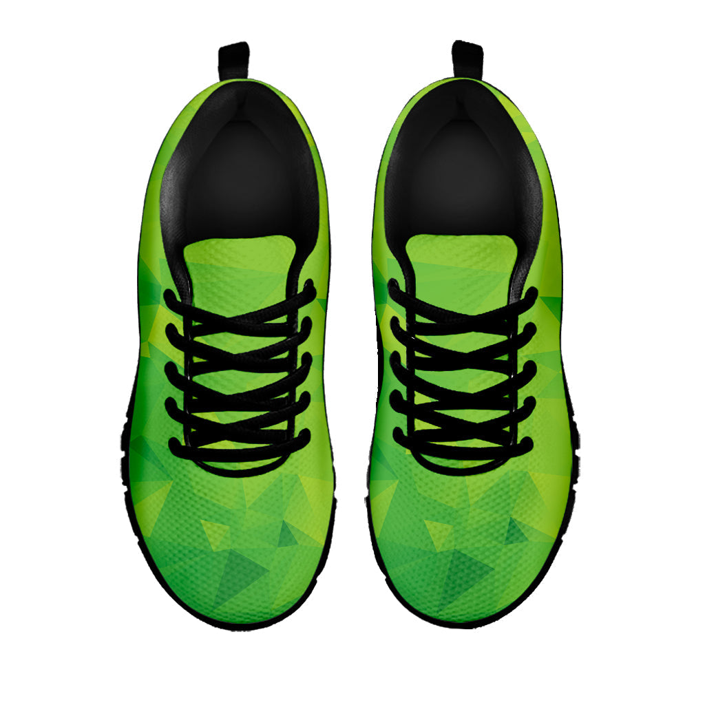Lime Green Polygonal Geometric Print Black Running Shoes