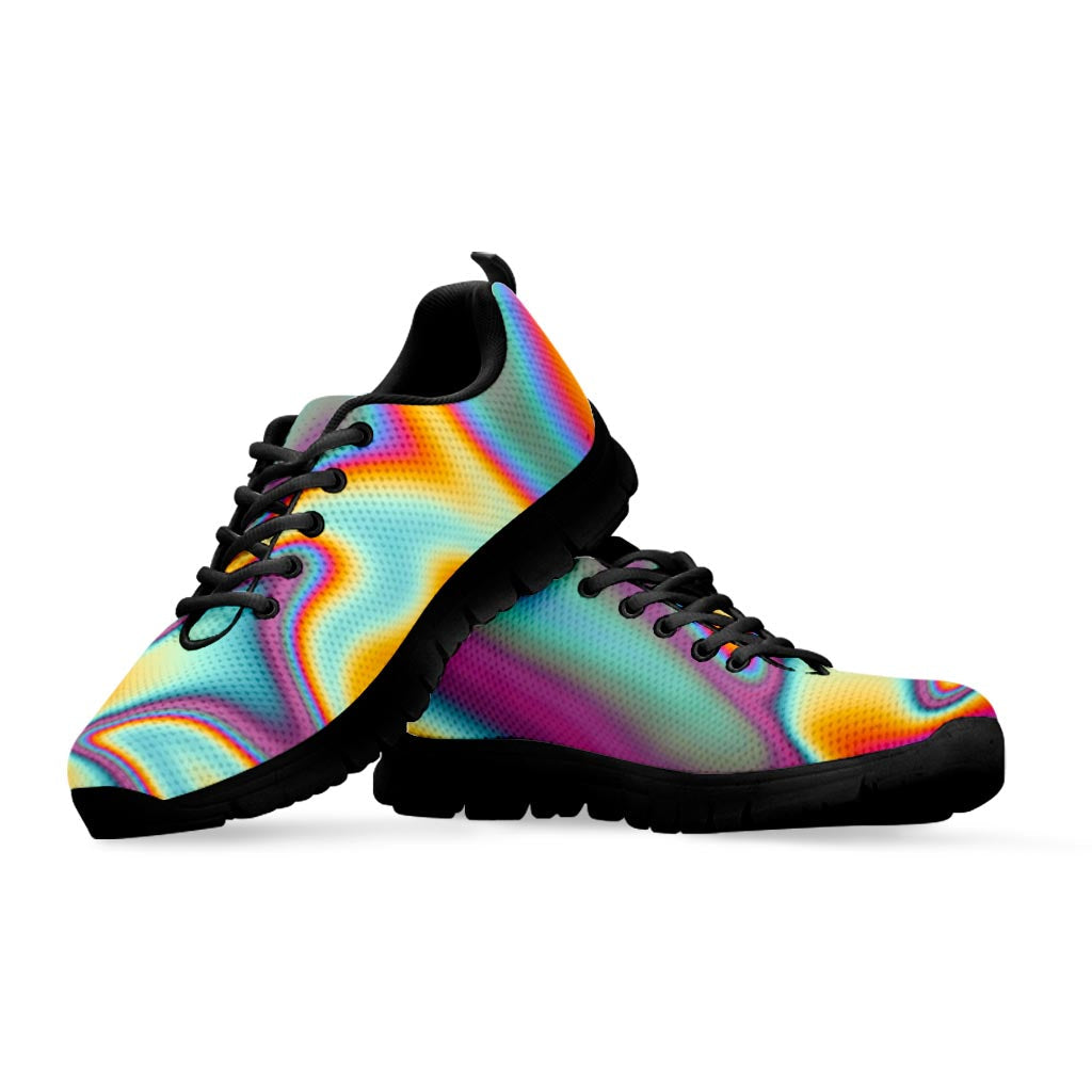 Liquid Holographic Trippy Print Black Running Shoes