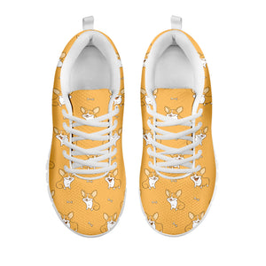 Little Corgi Pattern Print White Running Shoes