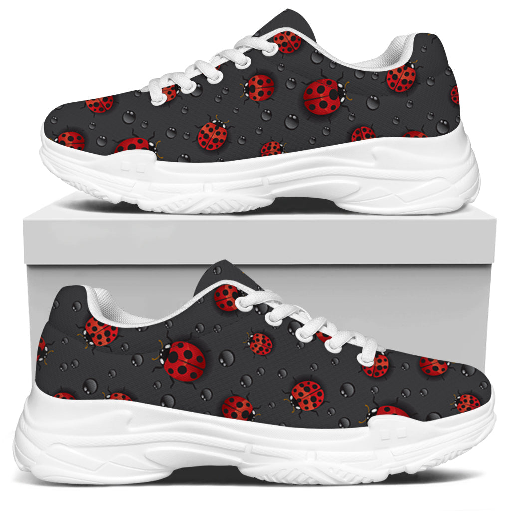 Little Ladybird Pattern Print White Chunky Shoes