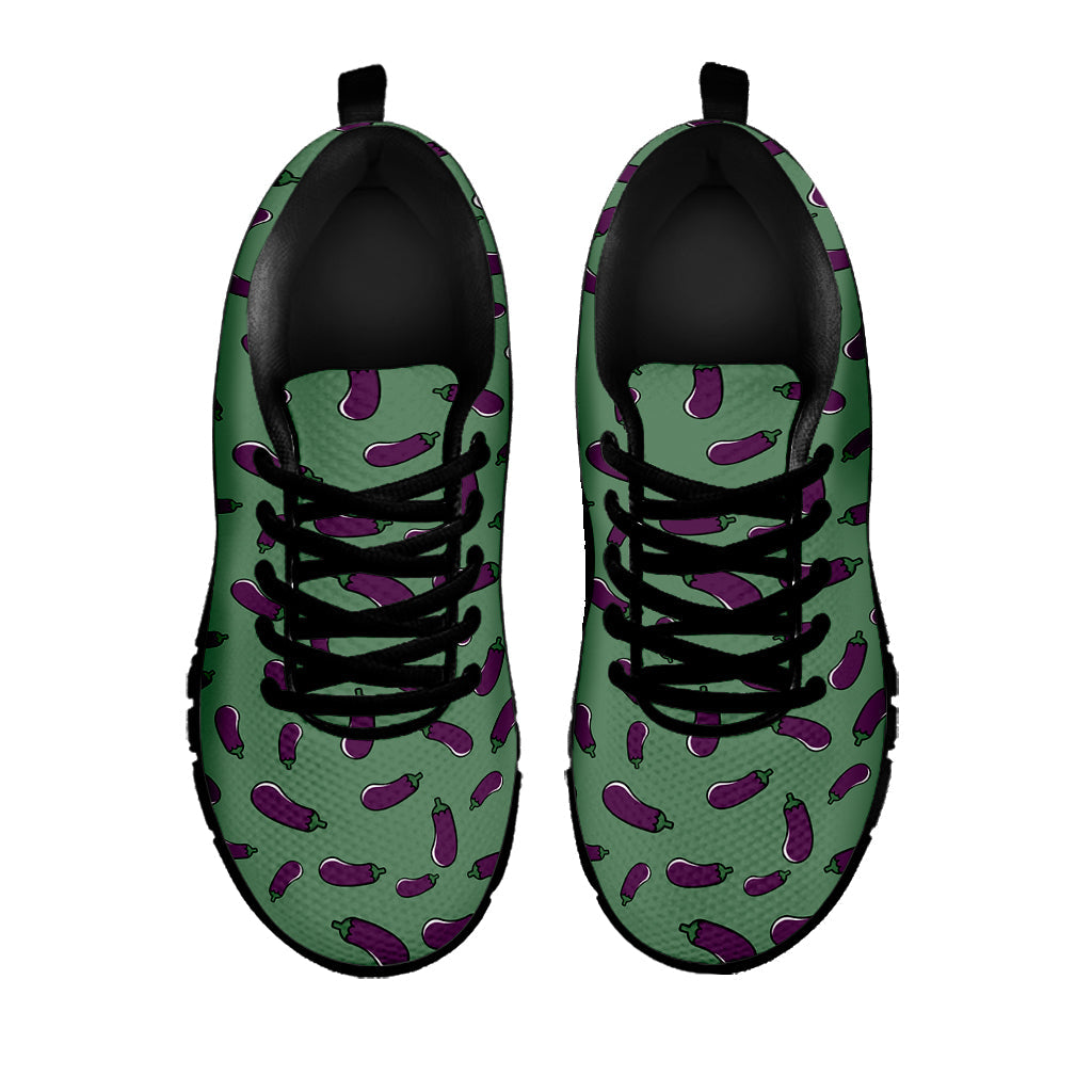 Little Purple Eggplant Pattern Print Black Running Shoes