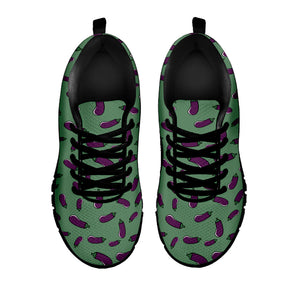 Little Purple Eggplant Pattern Print Black Running Shoes