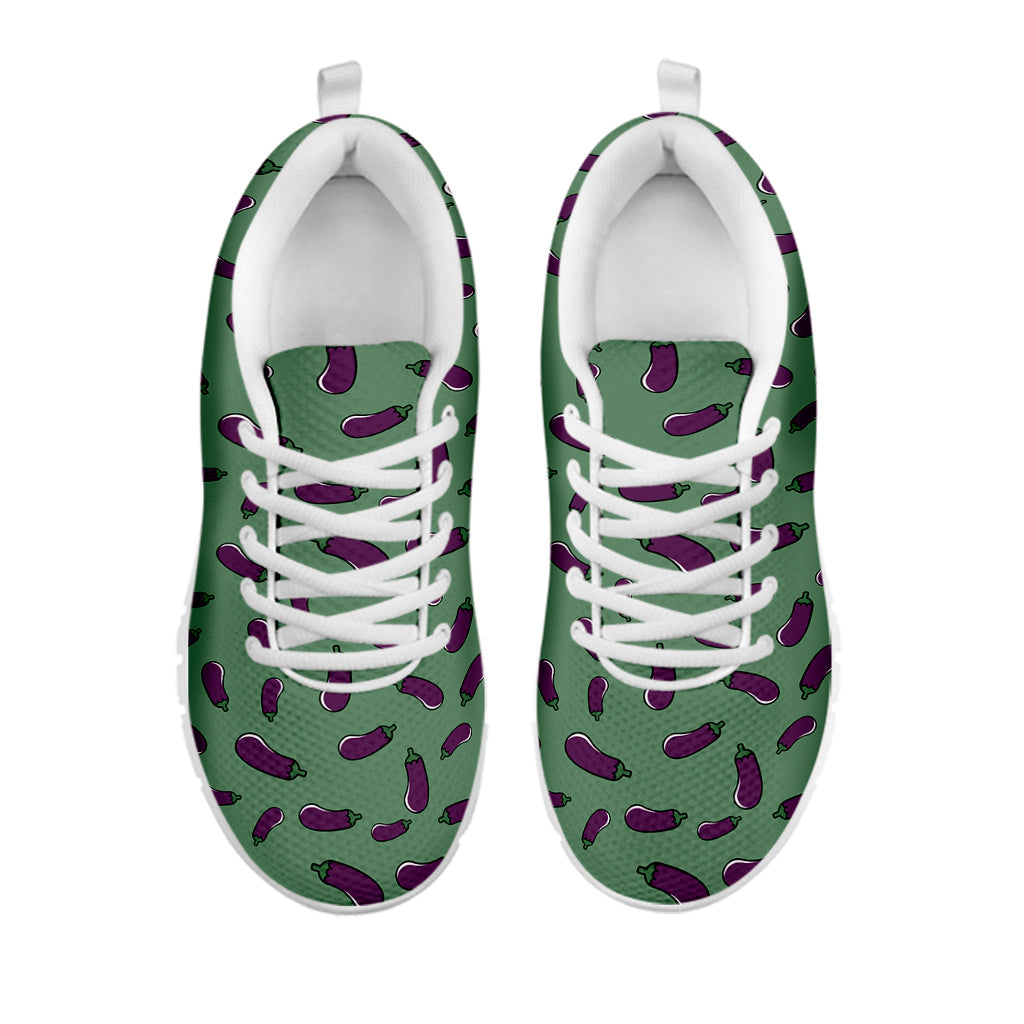 Little Purple Eggplant Pattern Print White Running Shoes